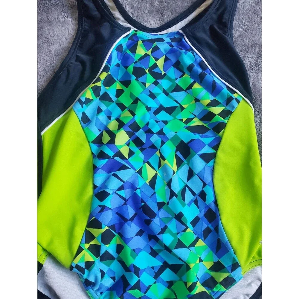 Speedo Girl’s 14 Swimsuit One-Piece Green Black